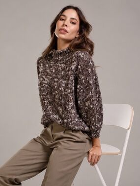 NWT JAKI London Mabel Mockneck Wool Blend Sweater Mink One Size Made in Italy